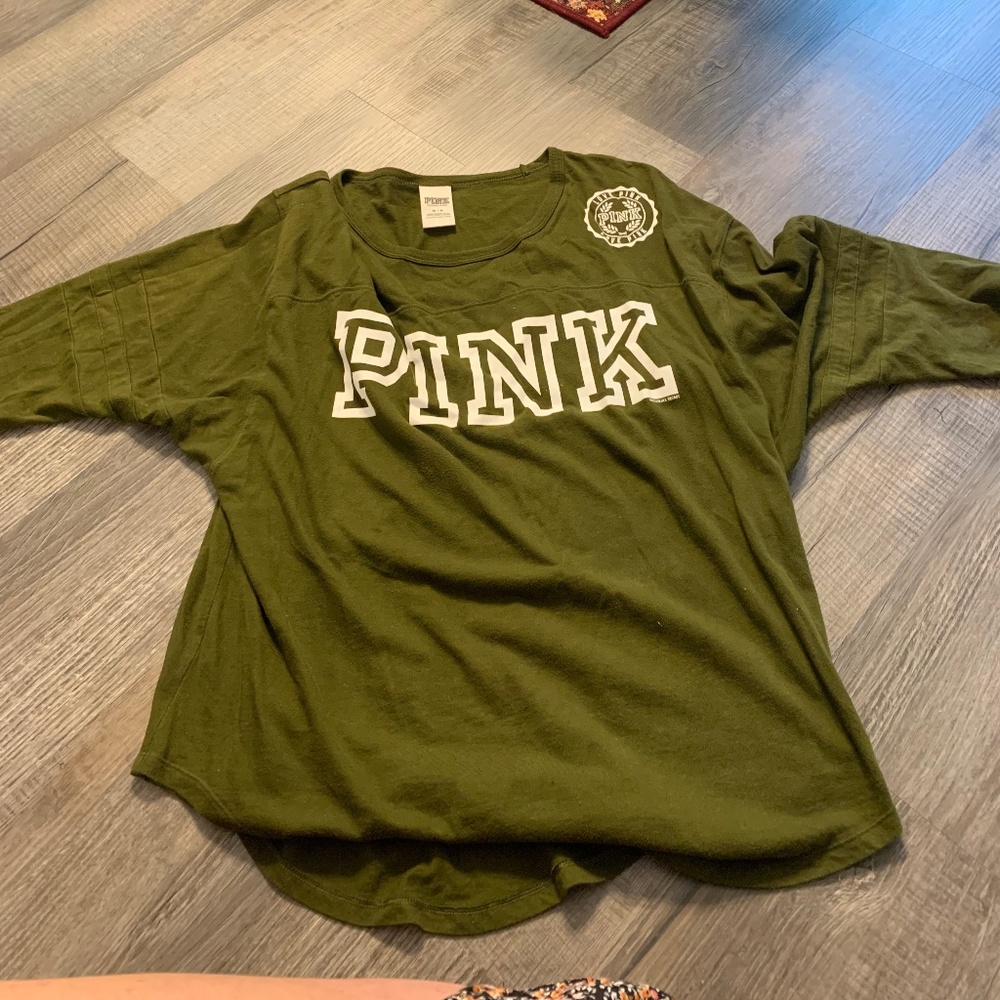 Olive Green PINK 3/4 Top